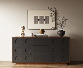 Low Cabinet Bucket Cabinet Decorative Cabinet Ornaments Potted Plant Hanging Painting 3d model