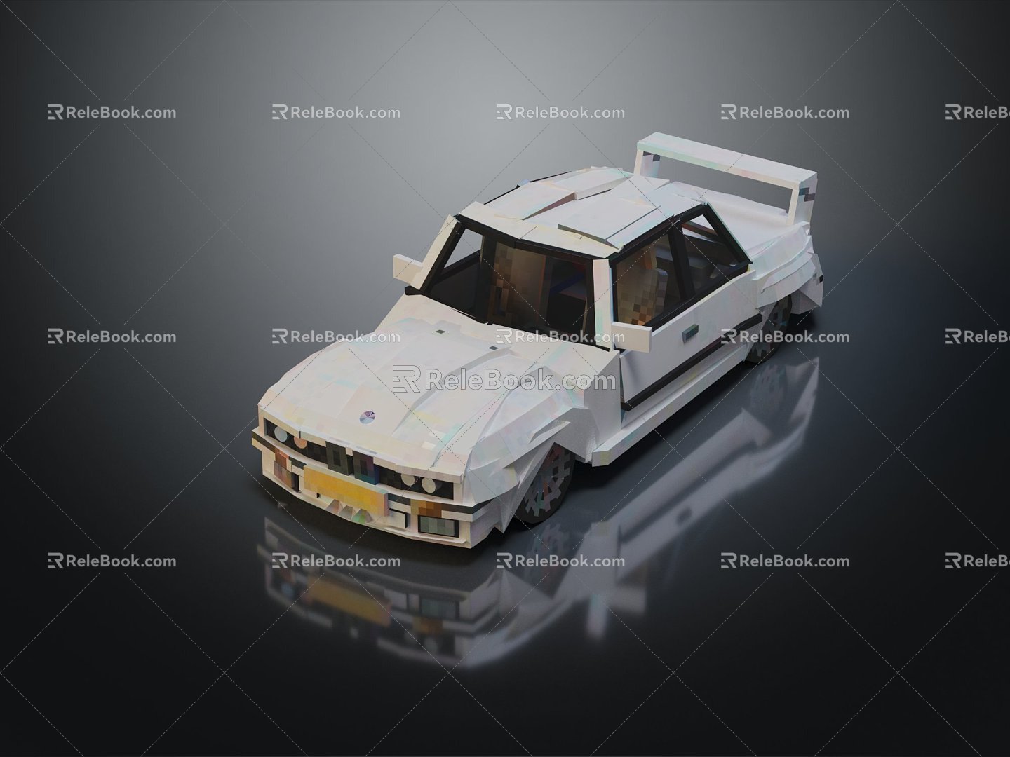 Modern toy car pixel car square car cartoon car 3d model