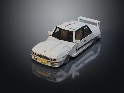 Modern toy car pixel car square cartoon car 3d model