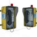 Public PA Phones With Yellow Enclosure Red Button And Black Handset For Digital Communication