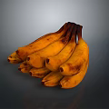 Fresh Ripe Yellow Banana Bunch With Brown Spots On Dark Background