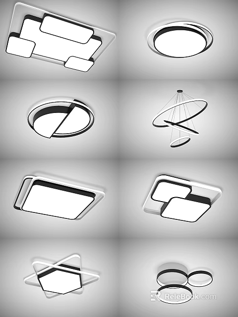 Modern Ceiling Lights With Sleek Design Various Shapes And LED Lighting 3d model