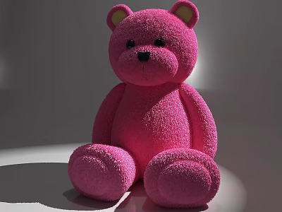 Pink Plush Teddy Bear Doll With Soft Texture And 3D Rendered Cute Design 3d model