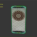 Modern Smartphone With Blue Frame Decorative Screen Pattern And Time