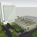 Modern Hotel Building With Glass Facade And Surrounding Trees On Urban Street