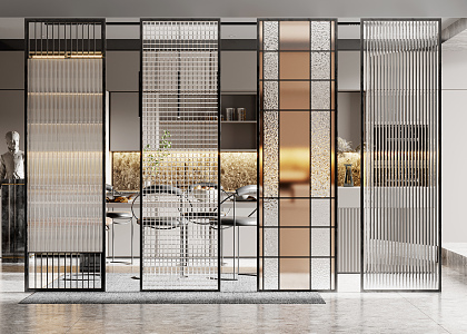 Modern partition glass screen partition 3d model