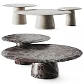 Elegant Marble Coffee Tables With Round Top And Cylindrical Base Design 3d model