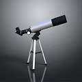 Scenic View With Silver Black Telescope On Tripod And Gray Gradient Background 3d model