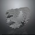 Elegant Silver Leaf Design Ring With Intricate Pattern And Sparkling Crystal Accents