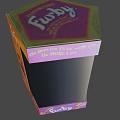 Colorful Furby Toy Box with Purple Orange Design and Play Fun Text Elements