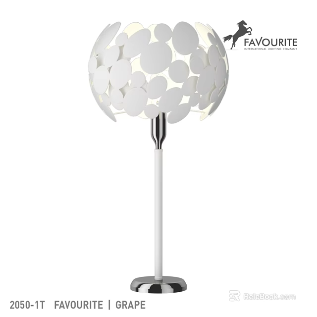 Modern White Table Lamp With Circular Pattern Shade And Metal Stand 3d model 