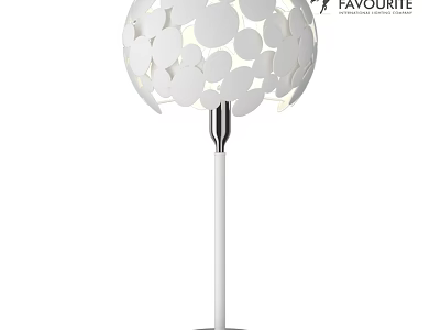 Modern White Table Lamp With Circular Pattern Shade And Metal Stand 3d model