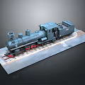 Old Fashioned Steam Train Model With Red Wheels On Platform And Rail Tracks 3d model