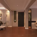 Modern Living And Dining Room With Wooden Floors Sofa Dining Table And Wall Art
