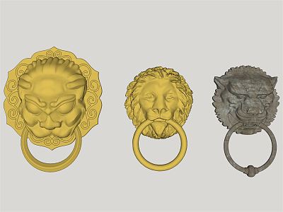 Chinese Handler Bronze Tiger Head Door Handler 3d model