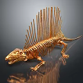 Artistic Golden Dinosaur Skeleton With Sailback Structure And Detailed Bone Design