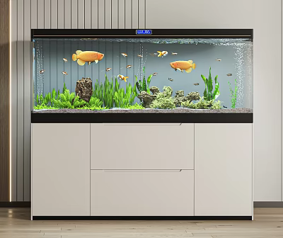 Modern Aquarium With Fish Aquatic Plants And Cabinet 3d model Modern Aquarium With Fish Aquatic Plants And Cabinet 3d model