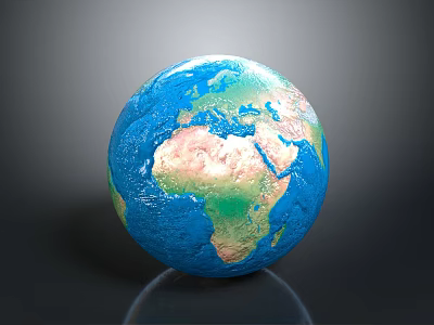 Beautiful Earth Natural Scenery With Blue Oceans Green Lands And Reflective Surface 3d model