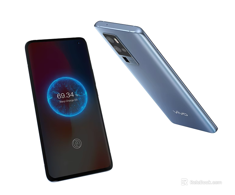 Modern Vivo Smartphone With Full Screen Display Fingerprint Sensor And Blue Rear Camera 3d model 