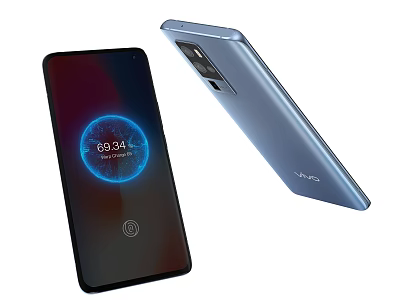 Modern Vivo Smartphone With Full Screen Display Fingerprint Sensor And Blue Rear Camera 3d model
