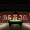 Luxury Club Lounge Interior With Circular Ceiling Red Central Decor Geometric Walls And Green Plants