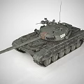 Military Green Armored Combat Tank With Cannon Tracks Top Antenna And Number 008