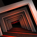 Stylish Activity Passage With Red Neon Lights And Multiple Frames Displaying SEAT Sign