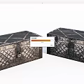 Vintage Decorative Trunks With Metal Accents Grid Pattern And Lock Closure 3d model