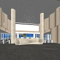 Elegant Modern Reception Desk In Luxury Lobby With Wooden Panels Chandelier And Marble Flooring