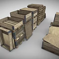 Organized Durable Wooden Crates And Pallets Stacked For Household Supplies Storage