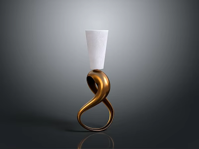 Modern Elegant Lighting Combination With Gold Twisted Ring Base And White Lampshade 3d model