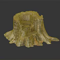 Natural Wood And Stone Decorative Piece With Tree Stump Shape Layered Texture Root Like Base