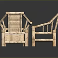 Light Wood Outdoor Table With Rattan Design And Matching Chairs For Patio Use