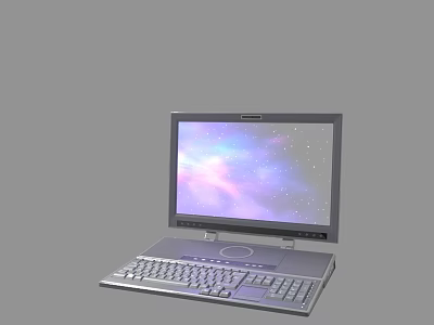 Modern Silver Laptop With High Resolution Starry Galaxy Display And Full Keyboard 3d model