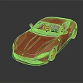 Red Sports Car With Modern Sleek Exterior And Golden Alloy Wheels Design