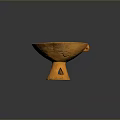 Orange Terracotta Sculpture with Pedestal Base and Handles Carved Textured Surface Ancient Artifact