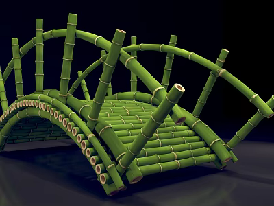 Handcrafted Bamboo Arch Bridge With Interlaced Sticks And Natural Material Structure Design 3d model