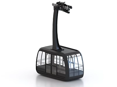 Black Cable Car Industrial Equipment With Transparent Windows And Top Mechanical Structure 3d model