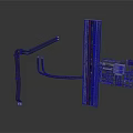 3D Rendering Of Industrial Mechanical Equipment With Curved Arm Vertical Structure And Components