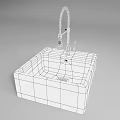 White Square Ceramic Washbasin With Silver Pull Out Faucet Modern Design 3d model