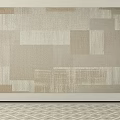 Square Area Rug With Geometric Patchwork Design In Neutral Beige And Light Brown Tones 3d model