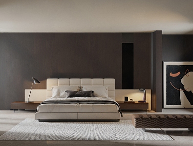 Minotti double bed 3d model