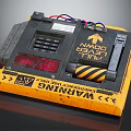 Yellow Industrial Control Panel With Warning Labels Keypad Display Screen And Wires 3d model