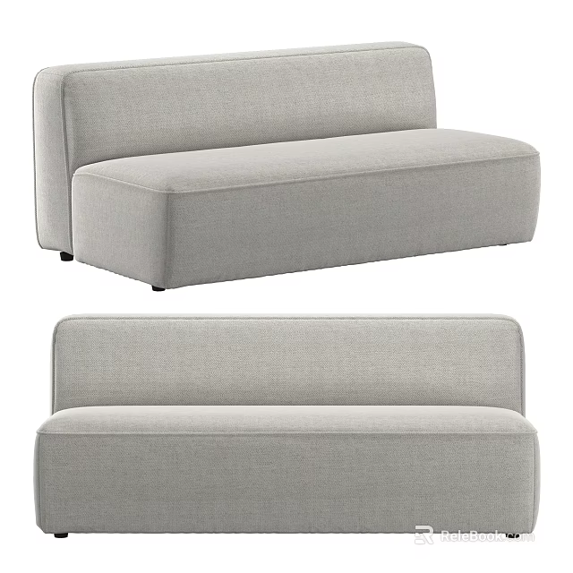 Modern Light Grey Fabric Sectional Sofa with Simple Design and Comfortable Upholstery 3d model 