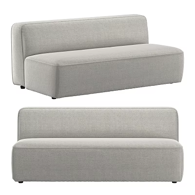 Modern Light Grey Fabric Sectional Sofa with Simple Design and Comfortable Upholstery 3d model