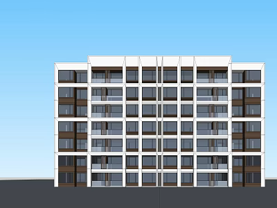 Modern Multi Storey Apartment Building Exterior Design With White Facade Windows And Balconies 3d model