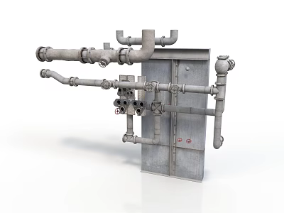 Heavy Duty Industrial Equipment With Metallic Pipes Valves And Metal Cabinet 3d model