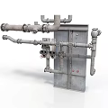Heavy Duty Industrial Equipment With Metallic Pipes Valves And Metal Cabinet