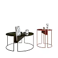 Various Modern Coffee Tables Featuring Different Shapes Metal Frames And Decorative Items 3d model
