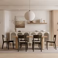 Minimalist Restaurant Interior With Wooden Dining Table Chairs And Hanging Pendant Light
